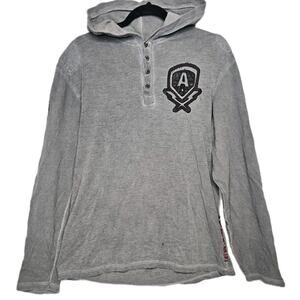 Rare Vintage Affliction Hoodie Size L With Leather Patch Work Eagle